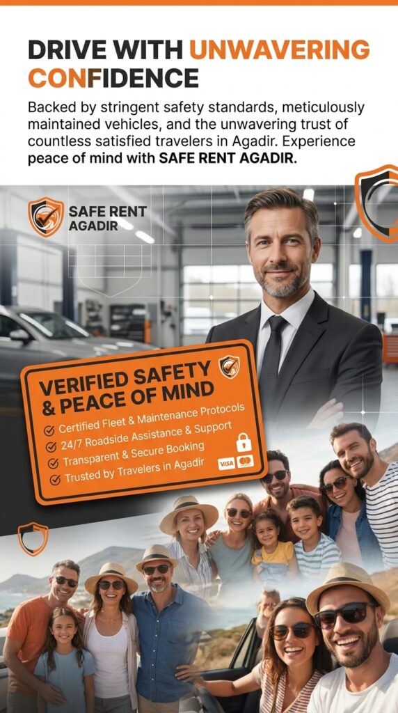 Car rental Agadir Airport no deposit service by SafeRent with modern vehicles available for tourists arriving in Agadir, Morocco
