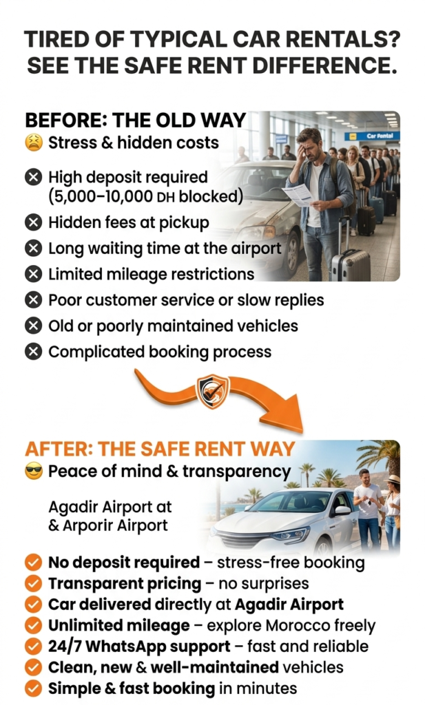 Car Rental Agadir Airport No Deposit | SafeRent Car Hire