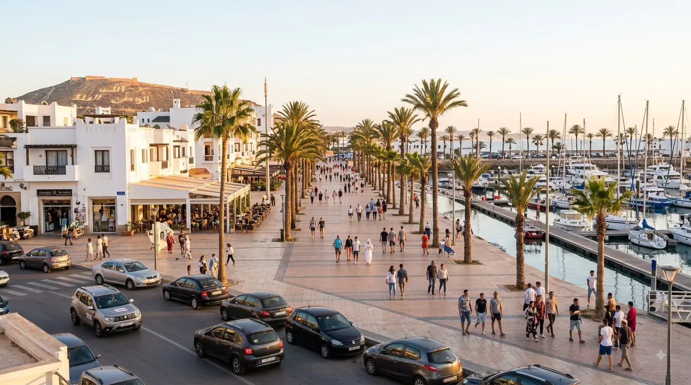 A wide boulevard in central Agadir