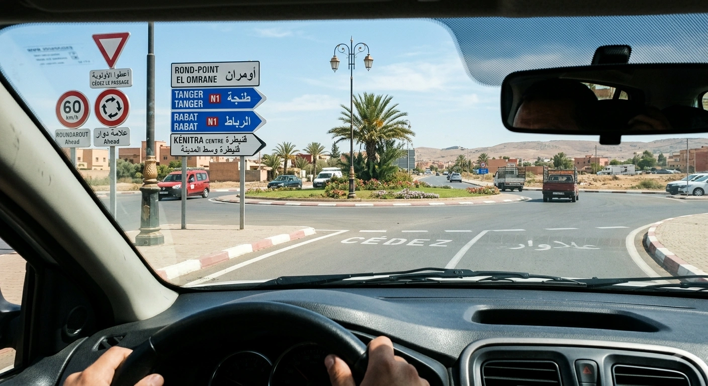 A roundabout on a Moroccan road